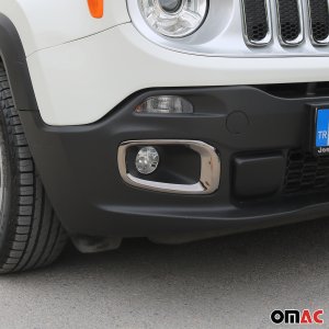 Jeep Renegade Fog Light Frame Cover - Omac - S. Steel - Gloss Dark - 2015-2018 Jeep Renegade Fog Light Frame Cover - Omac - S. Steel - Gloss Dark - 2015-2018